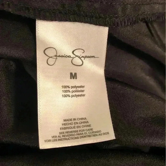 Jessica Simpson NEW Medium Black Romantic Floral Peasant Dress Sheer Lined - Picture 9 of 9